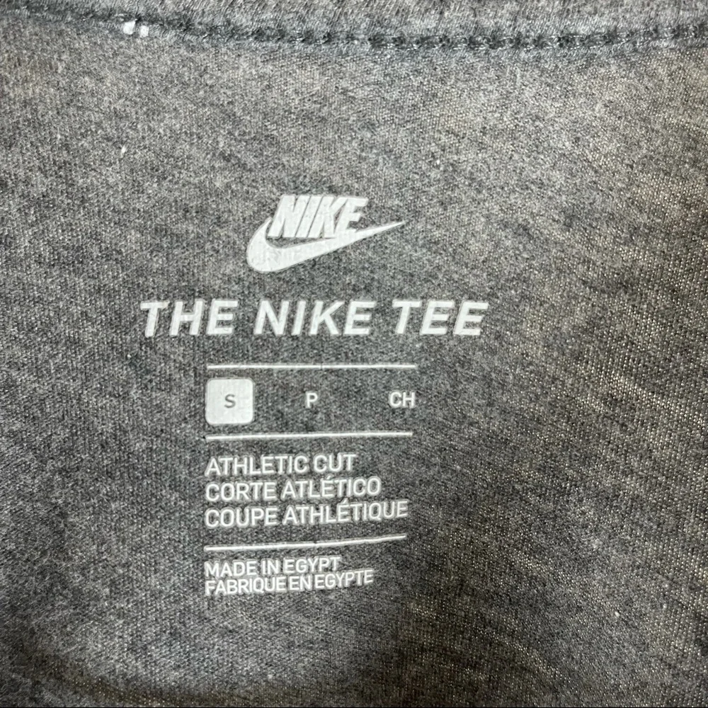 Nike women’s Short Sleeve Heather Charcoal Gray Tee with White Logo